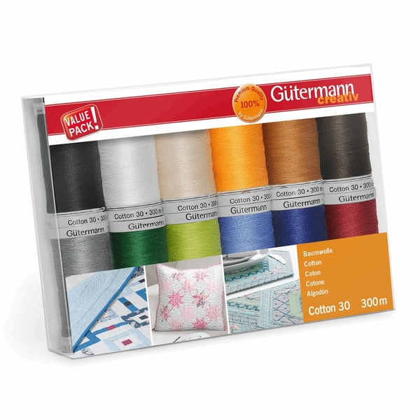 Gutermann 734023_1 | Cotton No.30, 12 x 300m: 1 | Thread Set 