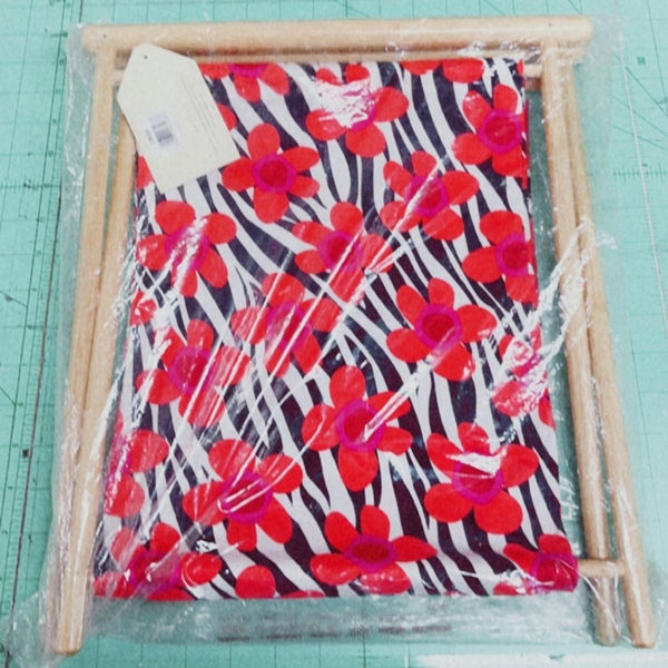 Knit Sew Floral Pattern on Black and White Stripes