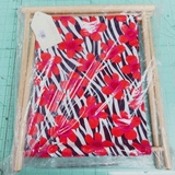 Knit Sew Floral Pattern on Black and White Stripes