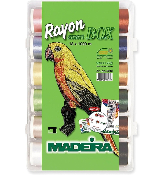 Madeira 8040 | Clear Box | Rayon No.40 | 18 x 200m: Spools 