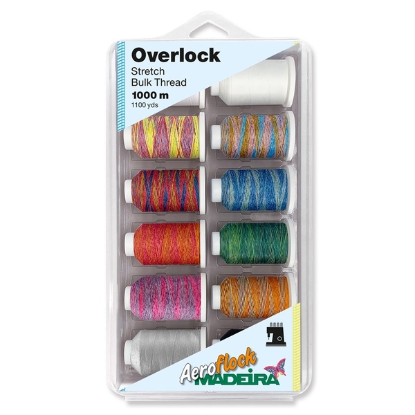 Madeira 8096 | Aerolock No.100 | 12 x 1000m: 8 Variegated & 4 Solid Colours 